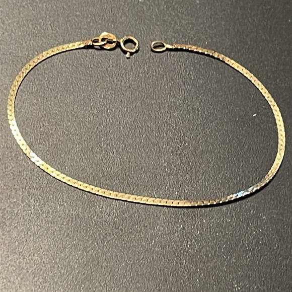 Vintage 14K Yellow Gold Rare Solid S Design Herringbone 7” Bracelet 🦋Firm Price🦋 - Picture 7 of 9